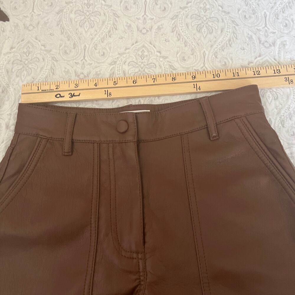 Aritzia Wilfred Nocturne High Rise Utility Vegan Leather Cognac Shorts Size 00 - Picture 5 of 6